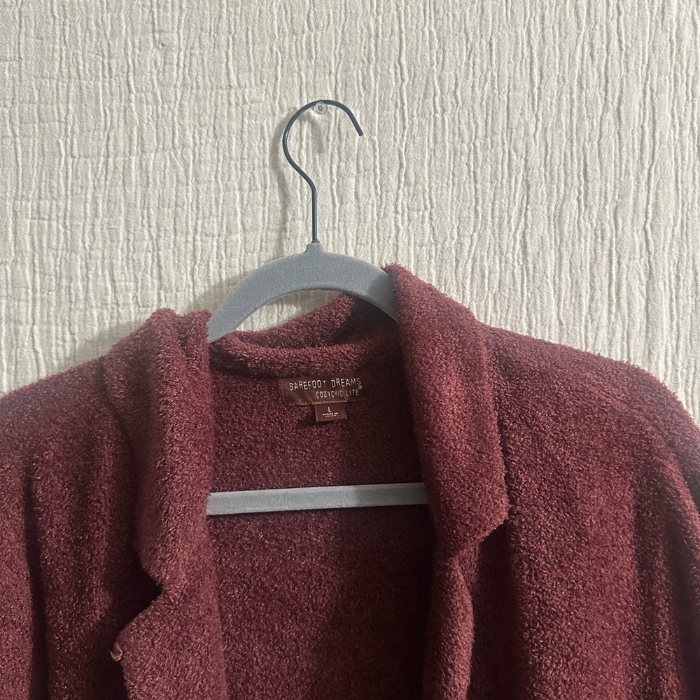 Barefoot Dreams CozyChic Lite Double Knit Notch Collar Cardigan Sz L - Picture 3 of 3